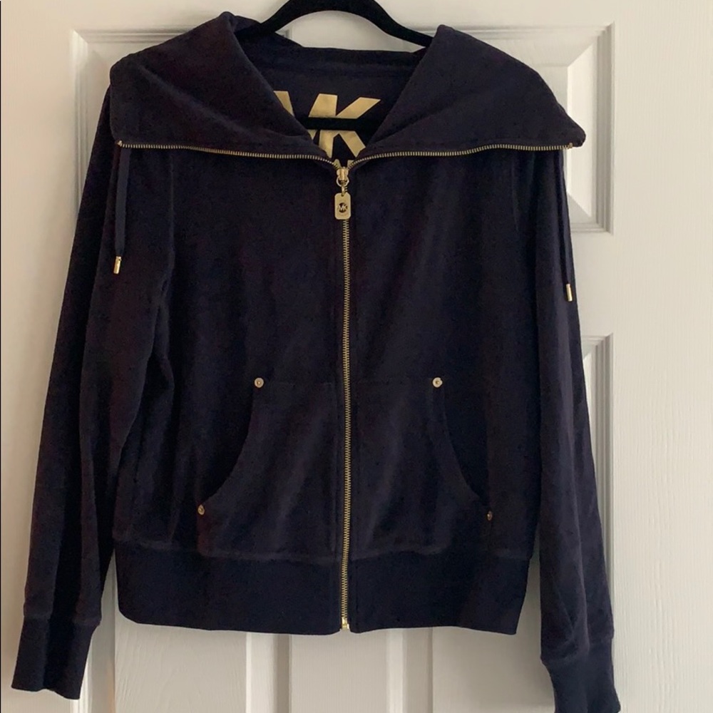 Dark blue Velour zip up sweater